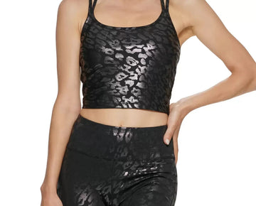 Calvin Klein Performance Printed Strappy-Back Tank Top Black Size S MSRP $50