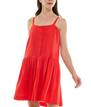 Taylor Women's Drop-Waist Sleeveless Mini Shift Linen Dress Red Size 8 $128