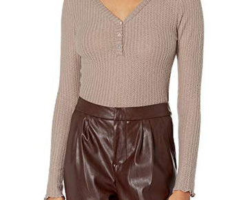 KENDALL + KYLIE Women's Button Front Long Sleeve Top, Charcoal Gray Plus Size 2X