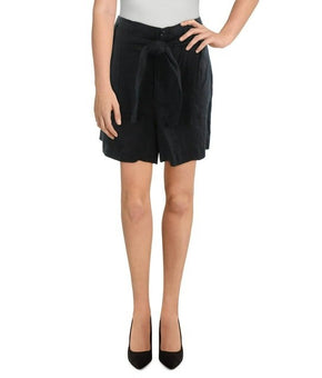 LAUREN RALPH LAUREN Women Polo Black Belted Linen Shorts Size 10 NWT $79