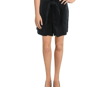 LAUREN RALPH LAUREN Women Polo Black Belted Linen Shorts Size 10 NWT $79