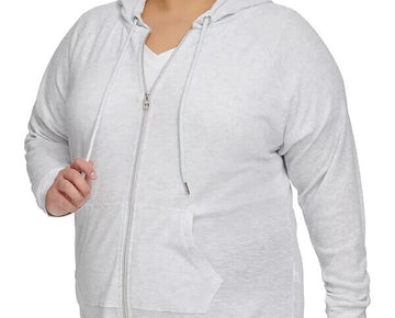 Calvin Klein Performance Ruched-Sleeve Zip Hoodie GREY SZ 2X SALE $59