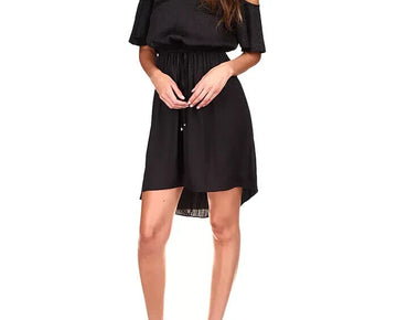 Michael Kors Cold-Shoulder Chain-Neck Dress Black Size L MSRP $140