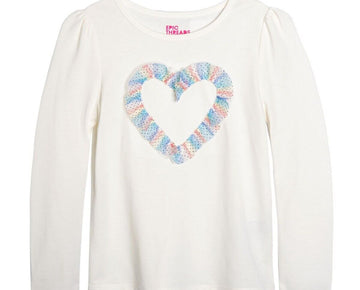 Epic Threads Toddler Girls Heart 3D Graphic Holiday Ivory Size 4T