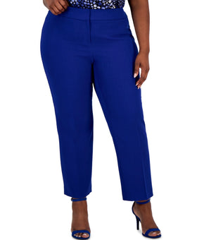 Kasper Stretch Crepe Mid-Rise Ankle Pants Blue Plus Size 24W MSRP $89