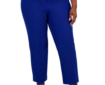 Kasper Stretch Crepe Mid-Rise Ankle Pants Blue Plus Size 24W MSRP $89