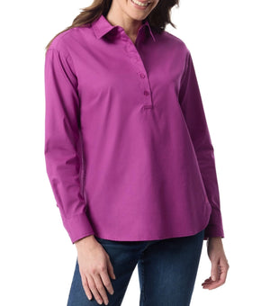Gloria Vanderbilt Women's Amanda Cotton Pullover Shirt Berry Pink Size M
