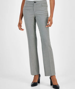 Anne Klein Petite Houndstooth-Print Mid-Rise Bootleg Pants Black Size 10P $99