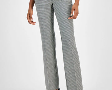 Anne Klein Petite Houndstooth-Print Mid-Rise Bootleg Pants Black Size 10P $99