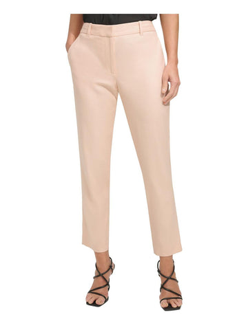 DKNY Womens Linen Ultra High Rise Straight Leg Pants Size 4 Pink