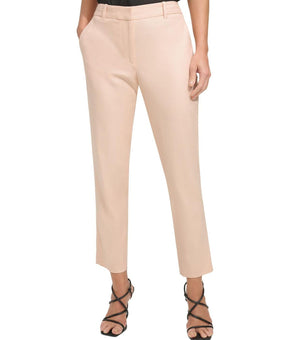 DKNY Womens Linen Ultra High Rise Straight Leg Pants Pink Peach Size 10
