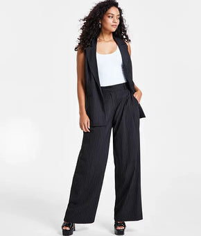 Bar III Petite Pinstriped Loose-Fit Trousers Navy Blue Size 6P MSRP $60
