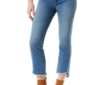 Gloria Vanderbilt Women's Shilo Frayed-Hem Crop Boot-Cut Jeans Blue Size 6 $60