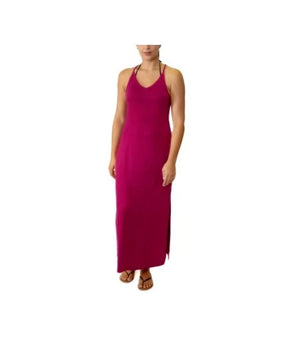 Miken Swim Cover Up Dress Womens Size L Boysenberry Maxi Spaghetti Strap Beach
