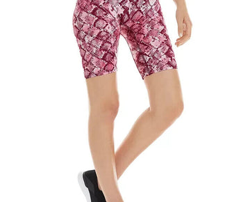 K-DEER Women's Python-Print Bike Short Pink Size L MSRP $58