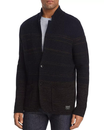 Scotch & Soda Men Structured Sweater Blazer Cardigan Dark Navy Blue Combo Size S
