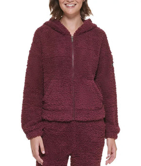 Calvin Klein Performance Women's Pocket Full-Zip Hoodie Burgandy Red Size XL $80