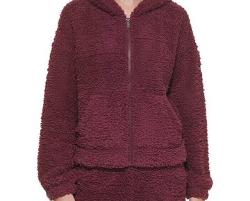 Calvin Klein Performance Women's Pocket Full-Zip Hoodie Burgandy Red Size XL $80