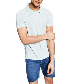 And Now This Mens Slub Collared Polo Shirt Blue Size S
