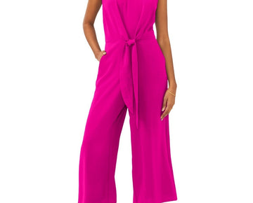 Vince Camuto Women's Sleeveless V-Neck Tie-Waist Jumpsuit Pink Size S MSRP $109