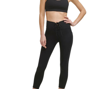 DKNY Sport Women's Cropped Lace-Up Leggings Black Size M MSRP $60