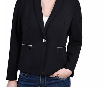NY Collection Womens Crepe Business One-Button Blazer Petite Size XL