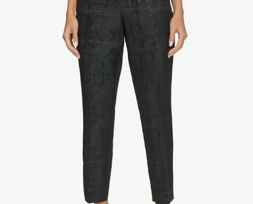 Calvin Klein Women's Metallic Jacquard Ankle Pants Black Size 16 MSRP $109