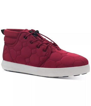 Sun + Stone Men Lace Up Quilted Puffer Boots Fin Knit Fabric-Red- Size 8.5M