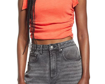 Free People Boulevard Cotton Crop Top In Guava Berry Orange Size XS