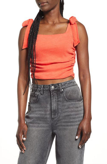 Free People Boulevard Tie-Strap Tank Top In Guava Berry Orange Size L