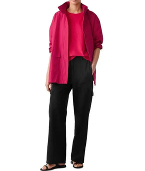 Eileen Fisher Hooded Stand Collar Jacket Pink Size XL MSRP $278