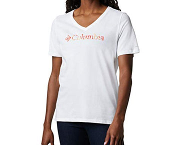 Columbia Women's Mount Rose Tee Shirt, Jersey Cotton Blend, White Size 2X Plus