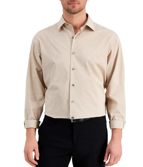 Alfani Mens Regular Fit Plaid Button Dress Shirt Brown Size 15/15.5 x 32/33 $65