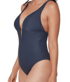 Bar III INK WELL Plunge V-Wire One-Piece Swimsuit, Size XS Dark Gray MSRP $88