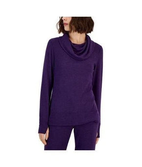 Ideology Sweater TOP Women Size XL Purple Cowl Neck Long Sleeve Knit Pullover
