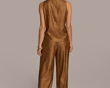 Donna Karan New York DKNY Textured Metallic Wide Leg Pants Size 0 $109