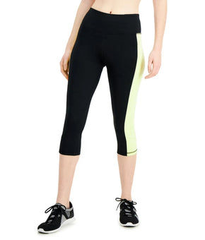 Ideology Women's Colorblocked GYM WORKOUT Cropped Leggings Yellow Black Size XXL