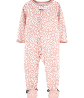Carter's Toddler Girls Leopard Loose Fit One Piece Footie Pajamas Pink Size 4T