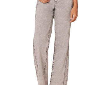 Democracy "Ab" Solution Skyrise Double-Side-Seam Wide-Leg Jeans Gray Size 10 $98