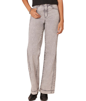 Democracy "Ab" Solution Skyrise Double-Side-Seam Wide-Leg Jeans Gray Size 14 $98