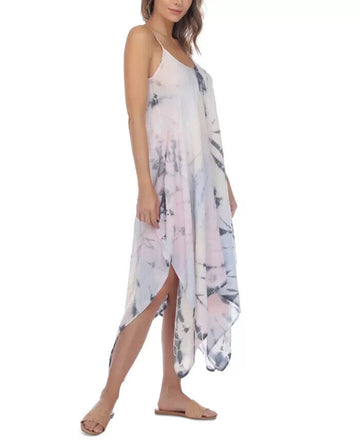 RAVIYA Tie-Dye Maxi Cover-Up Dress Pink Gray Size L