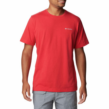 Columbia Mens Regular fit Short Sleeve T-Shirt Shirt Size S Red Solid MSRP $36