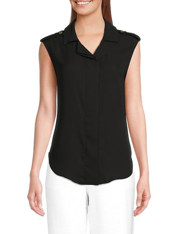 DKNY Women's Sleeveless Shirt - Black - Size S MSRP $59