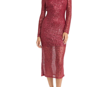 Donna Morgan Women's Sequined Midi Dress Red Size 8 MSRP $158