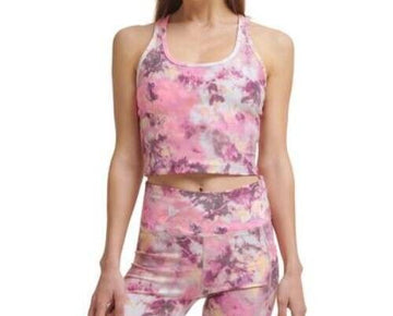 Calvin Klein womens Printed Racerback Cropped Tank Top Pink Size M MSRP $50
