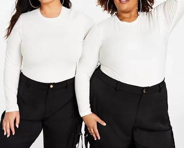 Nina Parker Trendy Plus Size Scoop-Neck Fitted Top Ivory Size 0X MSRP $49