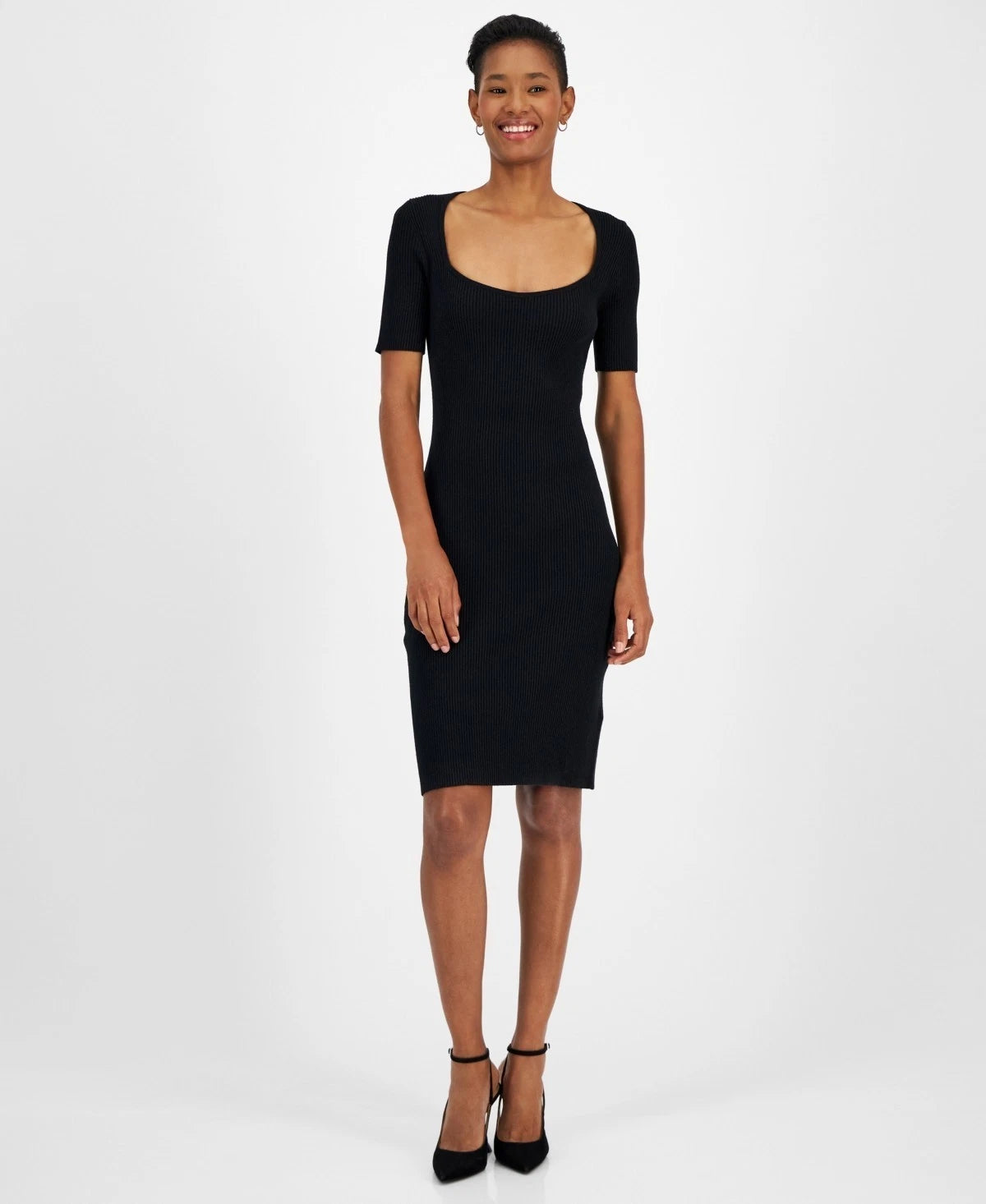 Hugo BOSS womens Fesco Sweaterdress bodycon fit Size L Black MSRP $178
