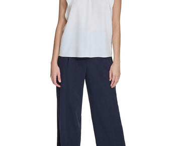 Calvin Klein Womens Ruffled Cap Sleeve Blouse White Size L