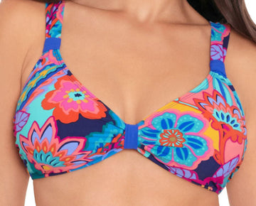 Skinny Dippers womens Tapestry Soomi Top, Blue Size S MSRP $99