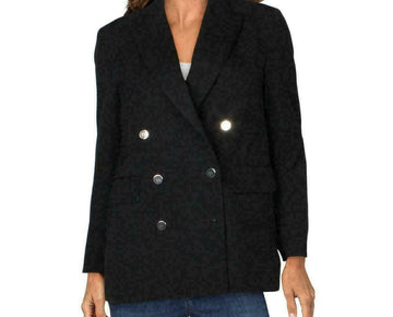 Moussy Vintage Womens Wool Double-Breasted Blazer Jacket Black Size XS MSRP $740